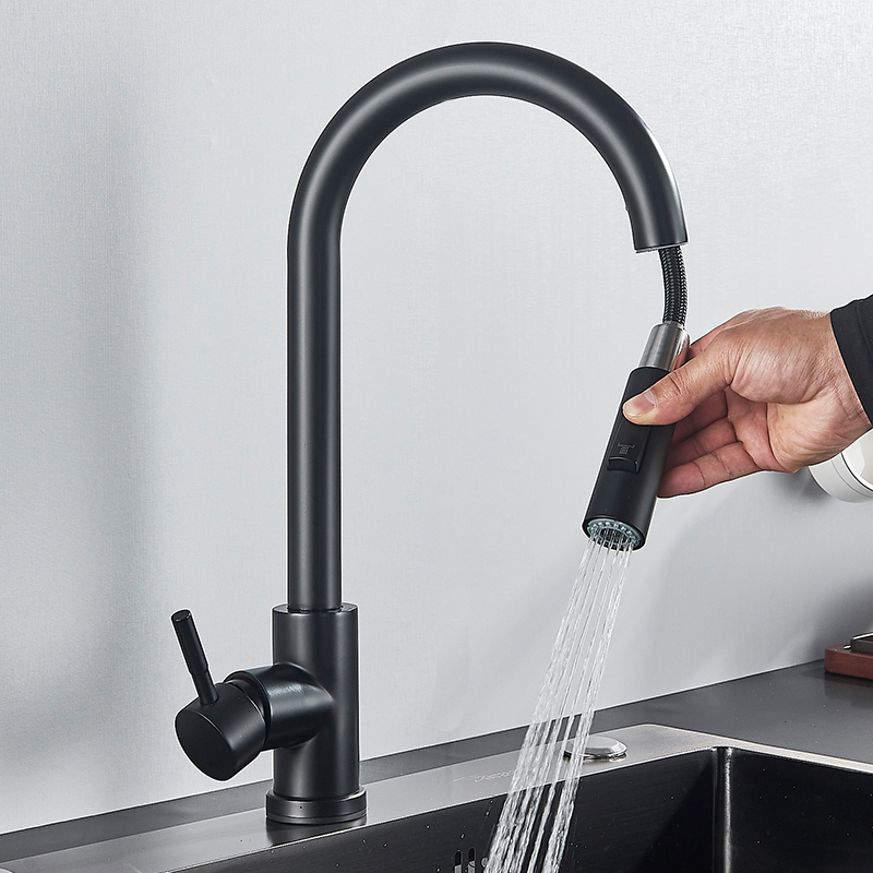 Stream Deck - Black Kitchen Faucet Flexible Pull Out