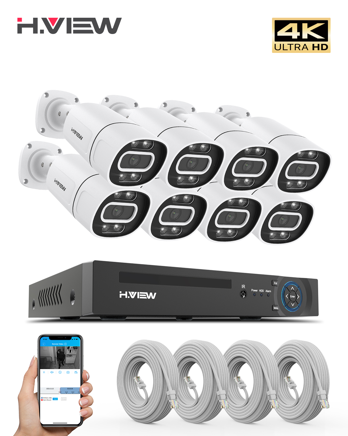 Webcam 4K - H.View 4K 5Mp 8Mp poe Cctv