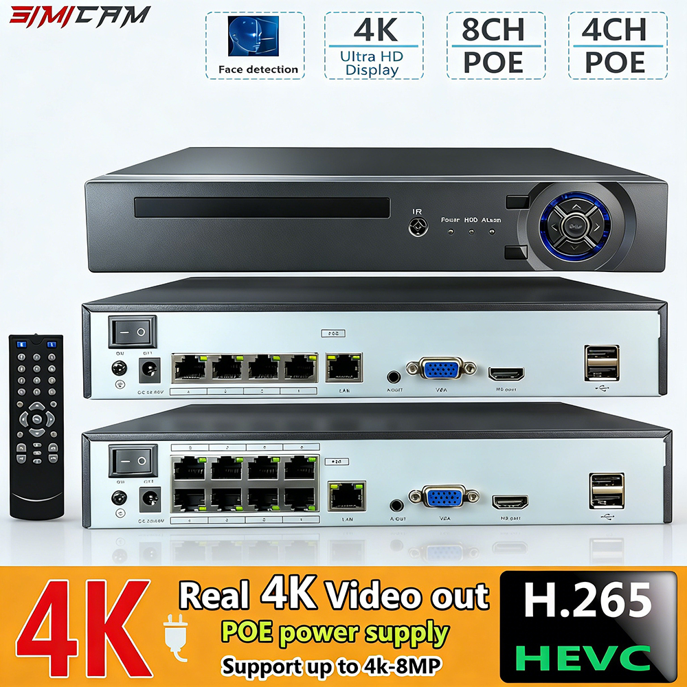 Webcam 4K - 4K 10CH NVR 4/8Port POE For