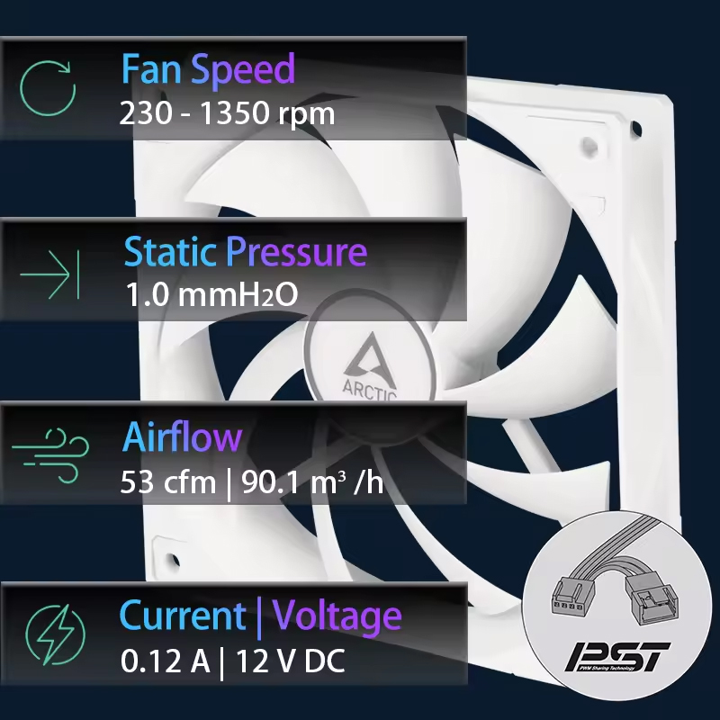 ARCTIC F12 PWM PST 120mm Fan,  – обзор и цена Pc Case Fan