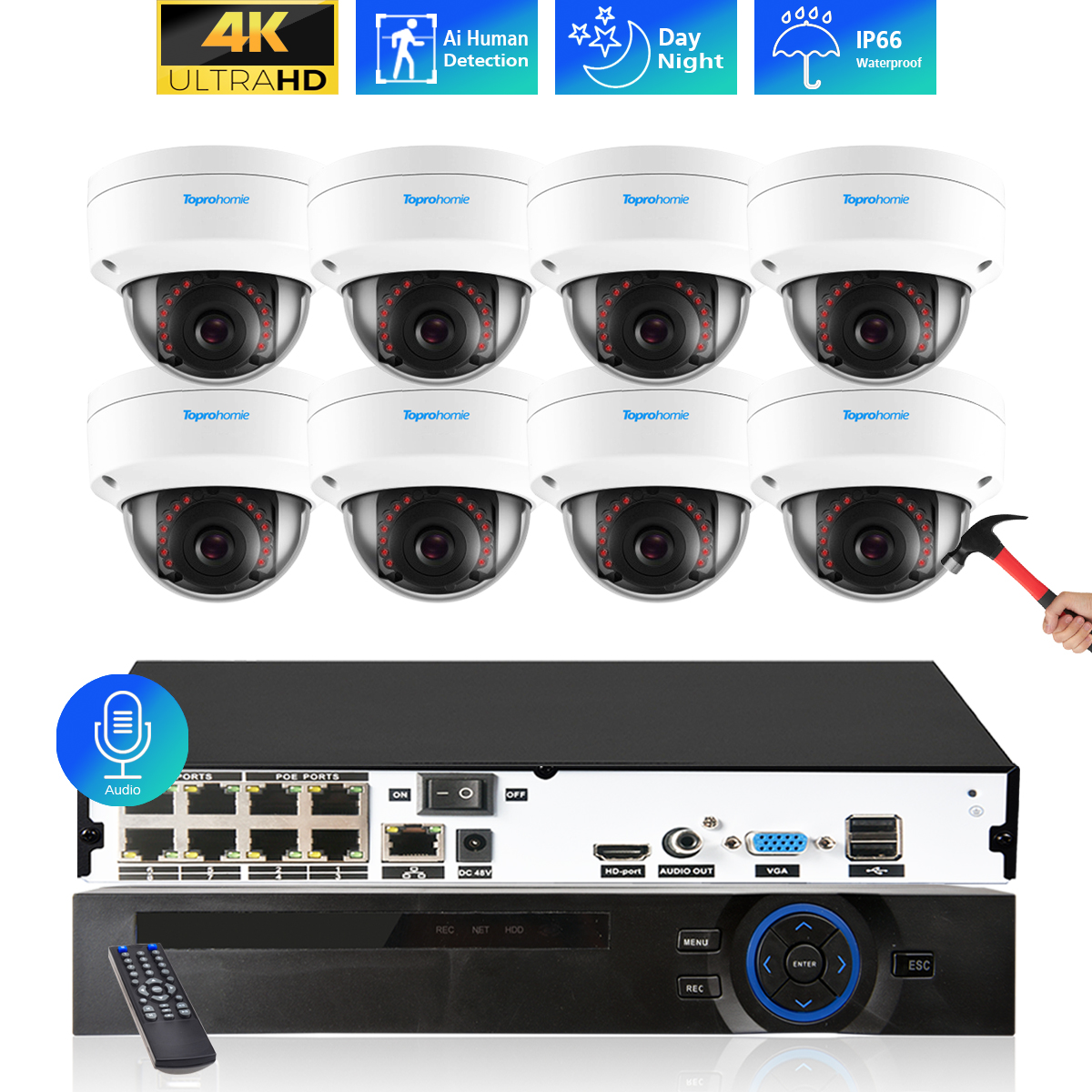 8CH 4K NVR Kit H.265 CCTV Secu – обзор и цена Webcam 4K